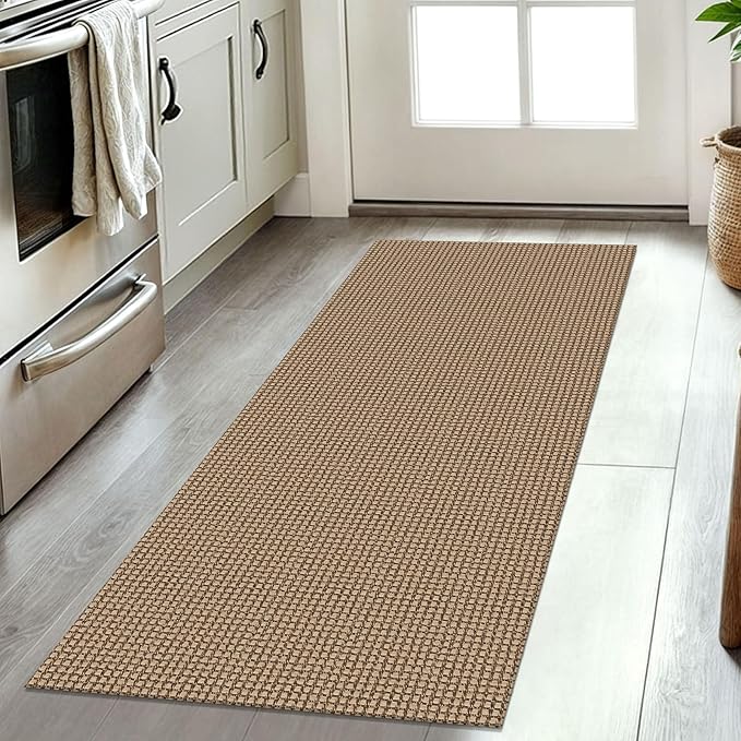 IOHOUZE Washable Runner Rug 2x5 Non Slip Rubber Backed Runners for Hallways Entryway Runner Indoor, Throw Rug Woven Cotton Floor Carpet for Hall Entrance Bedroom, Orange/Tan/Brown