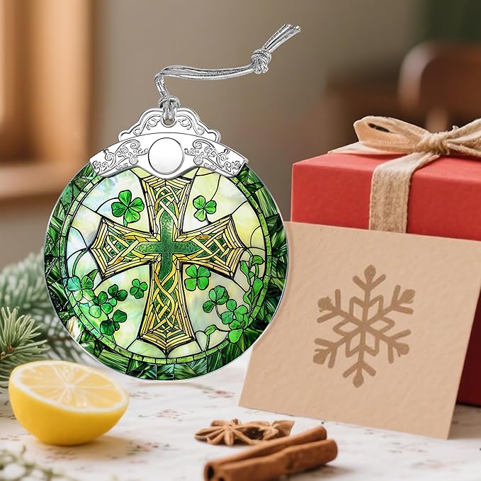 Stained Glass Cross Ornament, Christmas Ornaments, Christmas Decorations for Tree, Holiday Ornament, Religious Gifts, Cross Gifts, Gift Ideas & Christian Gift