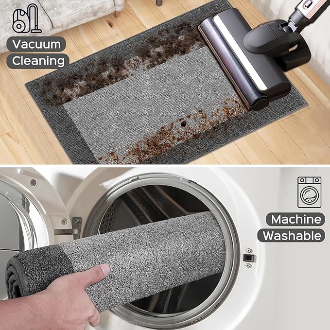 Machine Washable Runner Rug 32" x 96", Non Slip Kitchen Mat for Floor, Absorbent Entryway Rug for Kitchen, Bedroom, Living Room, Hallway, Door (Roll Packing)