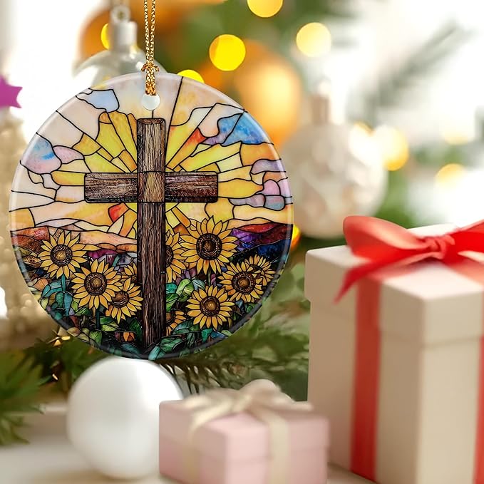 Christmas Ornament, Christian Christmas Decoration, Cross Ornaments for Xmas Tree, Holiday Ornament, Religious Decor, Gift Ideas, Baptism Gift, Christian Gifts, Religious Gifts