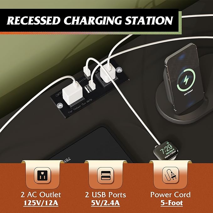 WLIVE Black Dresser TV Stand for 45, 50, 55 inch TV, Entertainment Center with LED Lights & Charging Station, Chest of Drawers with 8 Fabric Drawers and Open Shelves for Living Room, Hallway, Wood Top