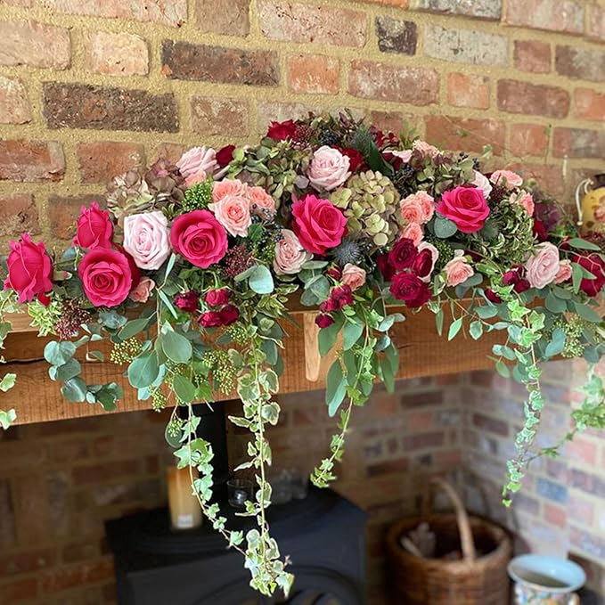 Felice Arts 12 Pack Hot Pink Roses Artificial Flowers with Stems Silk Fuschia Rose Bouquet for Wedding Bridal Bouquet Vase Table Centerpiece DIY Cake Valentines Decoration Decor