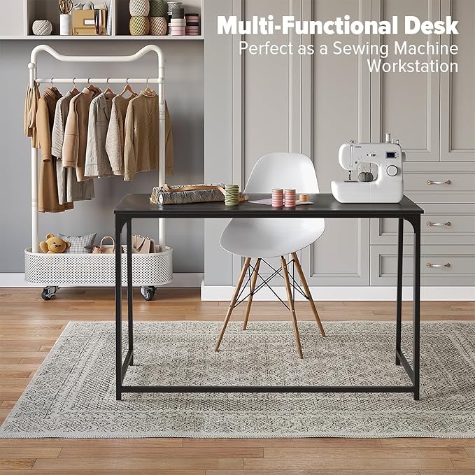 WOHOMO Folding Desk, 47.2" Foldable Computer Desk for Bedroom, Space Saving Computer Table Writing Workstation for Home Office, Easy Assembly, Black