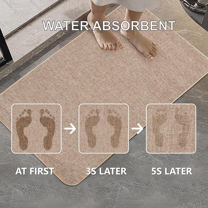 Indoor Door Mat Entrance, 1/10 in Ultra Thin Door Mat for Inside Entry, Super Non-Slip, Washable Doormat, Fade Resistant, Low Profile Dirt Trapper Outdoor for Bathroom and Kitchen, 47''X23'' Khaki