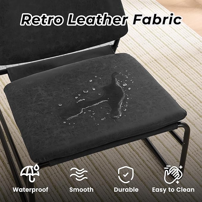 DAICO Modern Accent Chair Comfy Living Room Chair Armless Sling Accent Chairs Upholstered Side Sitting Chairs with Metal Frame for Office Reception Reading Bedroom Waiting Room, Black