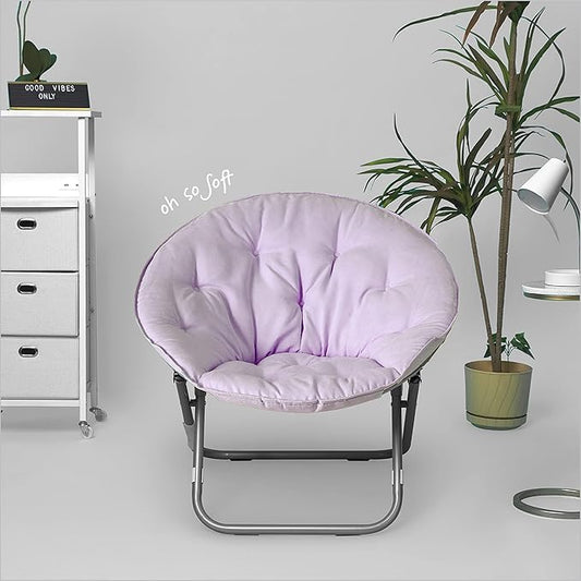 Urban Lifestyle Micromink Foldable Saucer Chair, Lavender