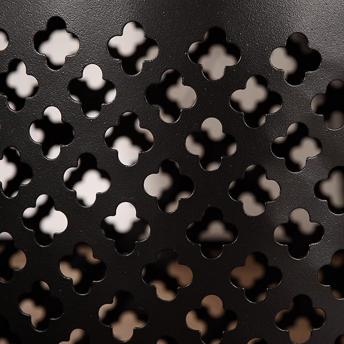 Outsunny 12.5" Steel Outdoor Side Table, Round Hollow Drum Patio End Table, Accent Table for Indoor and Outdoor, Black