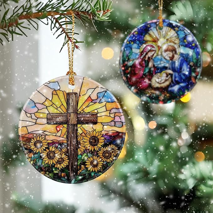 Christmas Ornament, Christian Christmas Decoration, Cross Ornaments for Xmas Tree, Holiday Ornament, Religious Decor, Gift Ideas, Baptism Gift, Christian Gifts, Religious Gifts
