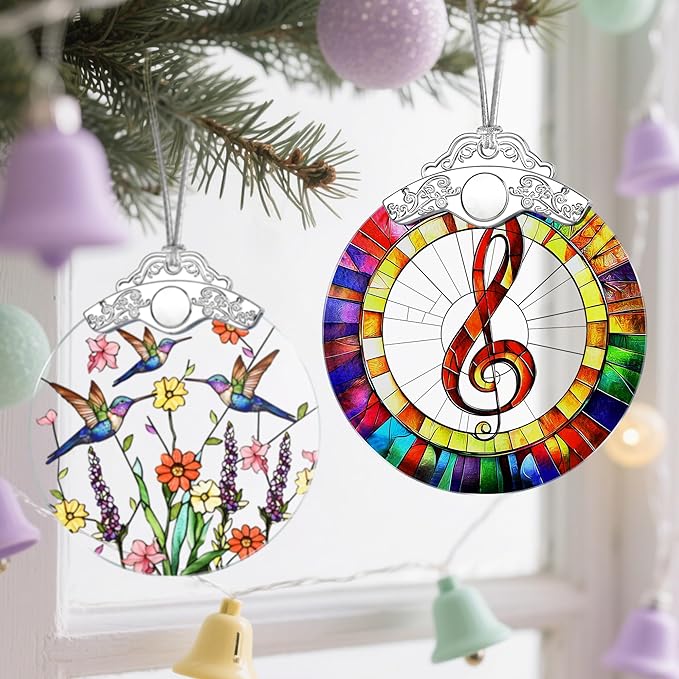 Stained Glass Musical Christmas Ornament：Christmas Tree Ornaments & Holiday Decor – Holiday Presents & Gift Ideas & Music Teacher Gifts & Music Lover Gifts & Musician Gift