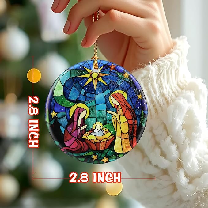 Nativity Scene Ornament: Christmas Ornaments, Religious Christmas Decorations for Tree, Catholic Ornament & Christian Holiday Decor | Religious Gifts, Christian Gifts - Design C