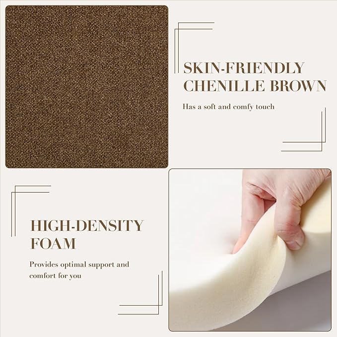 CIMOTA Storage Ottoman Bench, Upholstered End of Bed Storage Bench with Safety Hinge, Large Storage Chest with Seating, Modern Entryway Bench for Bedroom, Living Room, Chenille Brown