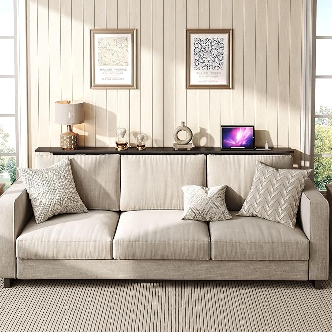 78.7" Couch Table Behind Sofa, Narrow Console Table with Outlet, Skinny Sofa Tables Narrow Long, Long Entryway Tables for Hallway, Entryway, Living Room, Black CT205UBB