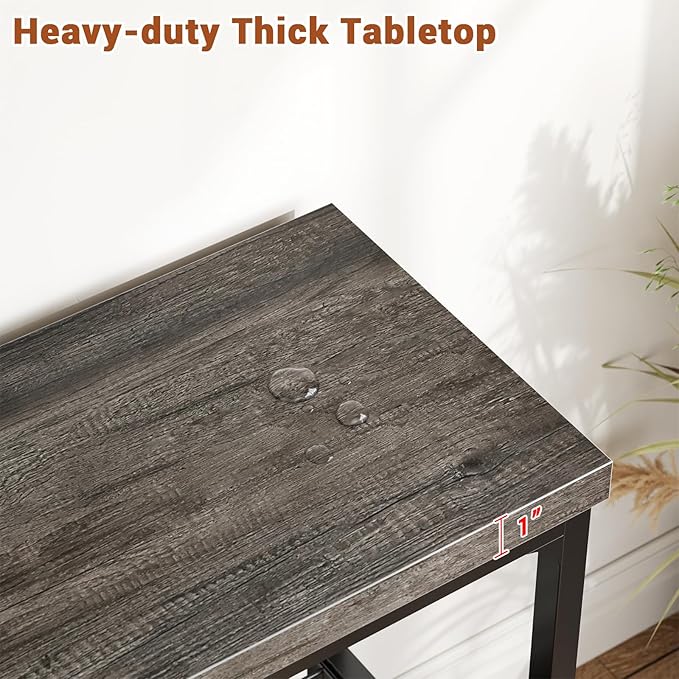 47" Console Table, 3-Tier Entryway Table, Sofa Table with Mesh Shelves, Console Tables for Living Room, Bedroom, Hallway, Entryway, Foyer, Grey