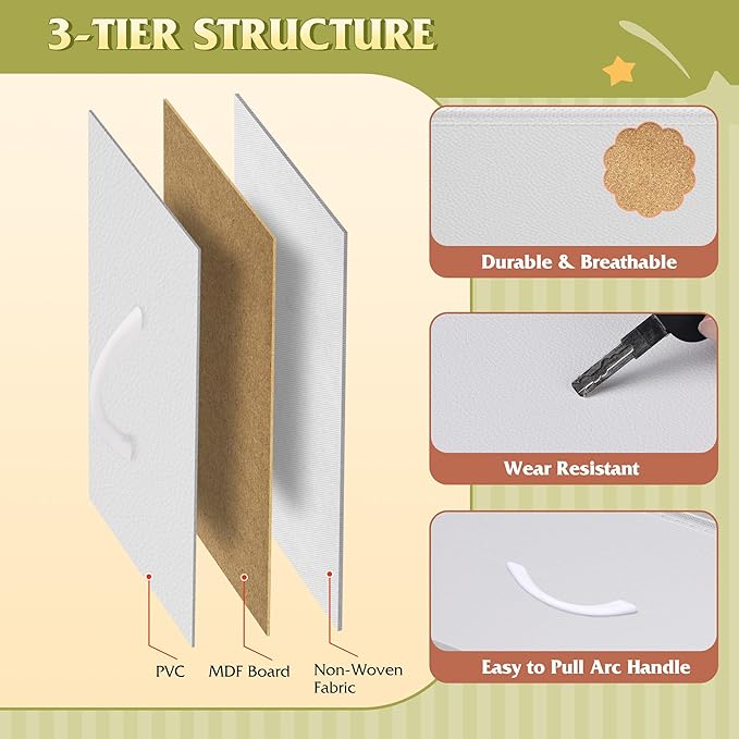 WLIVE White Dresser with Hanging Rack for Bedroom, 3 Drawer Dresser with LED Lights & Charging Station, Fabric Dressers & Chest of Drawers, Storage Organizer with Open Shelves for Living Room