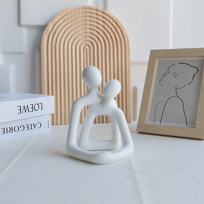 Minimalist White Couple Sculpture, Abstract Resin Art Decor, Zen Space Accent, Emotional Healing Gift