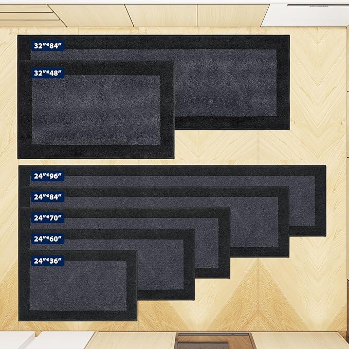 Machine Washable (24" x 36"+ 24" x 60"') Kitchen Rugs Set of 2, Non Slip Kitchen Mats for Floor, Absorbent Entrance Runner Rugs for Bedroom, Hallway, Bathroom, Door (Roll Packing)