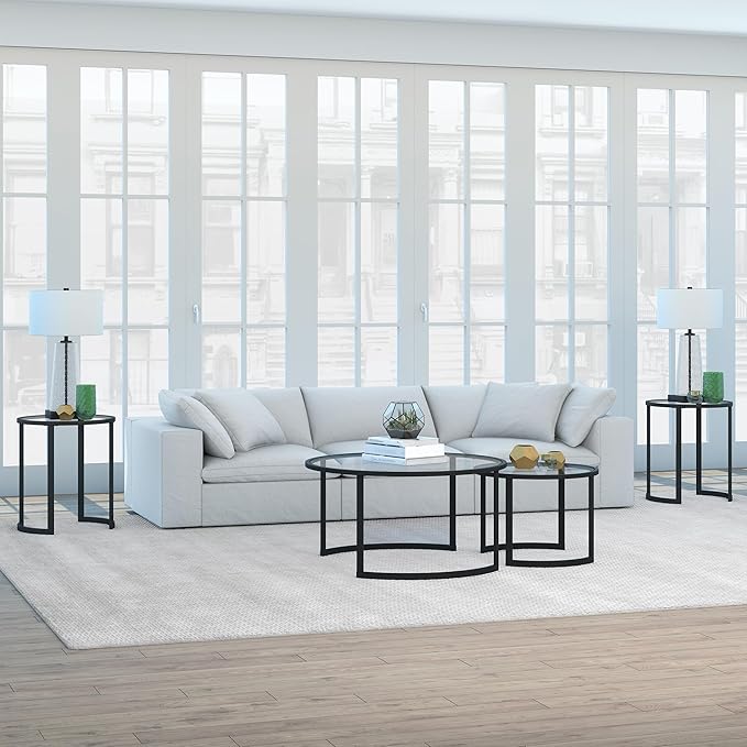 Mitera 20'' Wide Round Side Table in Blackened Bronze