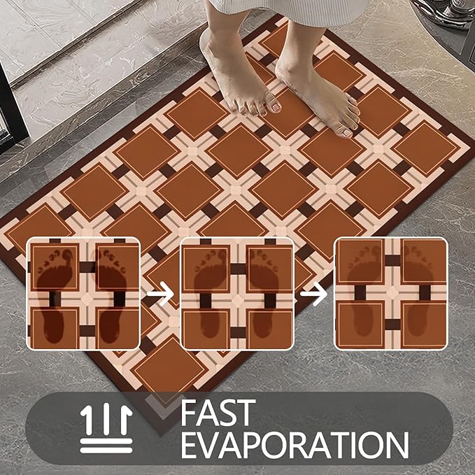 Ultra Thin Door Mat Indoor Entrance, 1/10 in Thin Door Mats for Inside Entry, Non-Slip Rubber Backing Washable Doormat, Fade Resistant, Absorbent, Low Profile Dirt Trapper, 30"X17",Orange Checkered