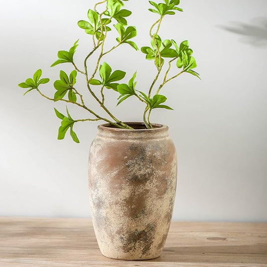 Ceramic Vintage Vase, 8.2 Inch Farmhouse Flower Vase, Decorative Vase Boho Decor for Home Decor, Living Room, Entryway, Holiday Wedding Christmas New Year Gifts