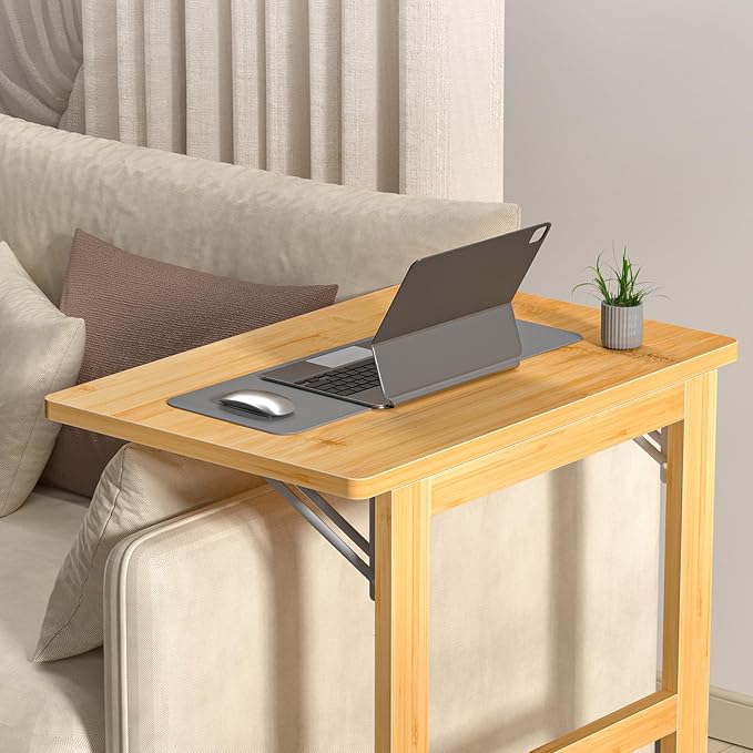 Tatub Folding TV Tray Table, 24" Foldable C Shaped end Table for Couch Laptop Living Room Bedroom Home Office