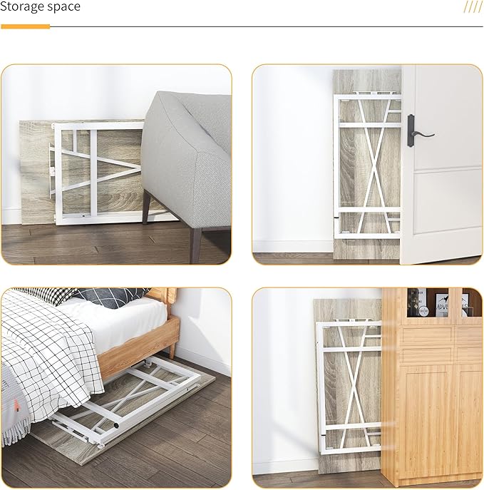 Folding Desk 47 inch No Assembly Required Home Office Table, Writing Gaming Computer Camping Desk, Beige