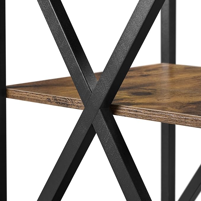 Yaheetech Industrial End Tables, 3-Tier Side Tables with Storage Shelves for Living Room, X Design Sofa Tables, Strong Metal Frame, Easy Assembly, Rustic Brown