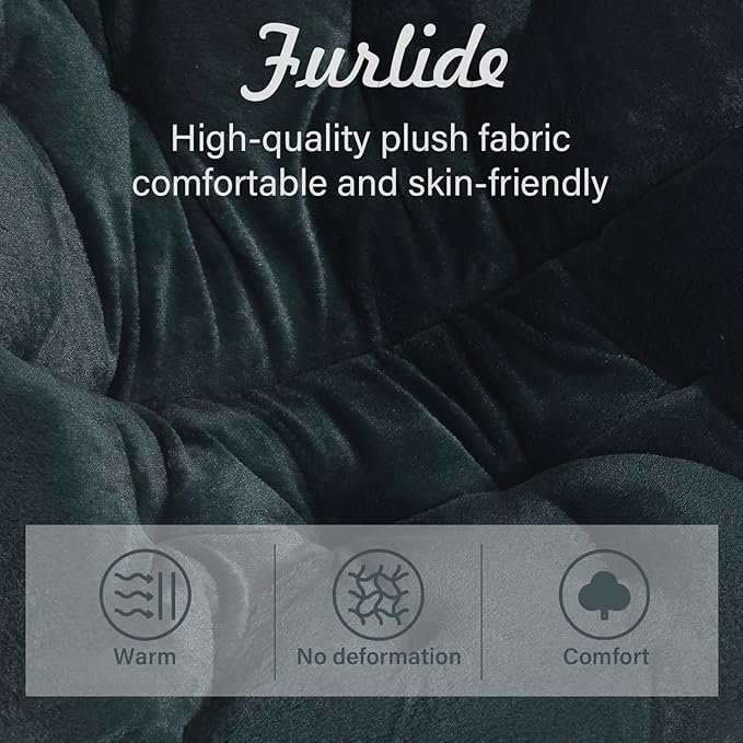 Saucer Chair, Comfy Bedroom Chairs, Oversized Folding Faux Fur Chair, Foldable Metal Frame Chair for Bedroom, Living Room, Balcony, Patio, Study, Playroom (Dark Green)