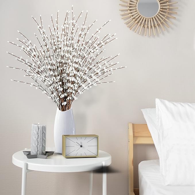 Sggvecsy 10 Pcs 29.5’’ Long Artificial Jasmine Flowers Tall Fake Flower Bouquet Faux Jasmine Plants Dry Branches for Wedding Home Party Office Hotel Restaurant Kitchen Decoration（White）