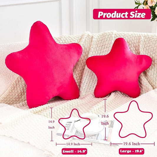 Hot Pink Star Throw Pillow, Cute Star Pillow Room Decor, Soft 14.9" Star Shaped Decorative Throw Pillow for Bedroom, Star Plush Floor Cushions Pillows