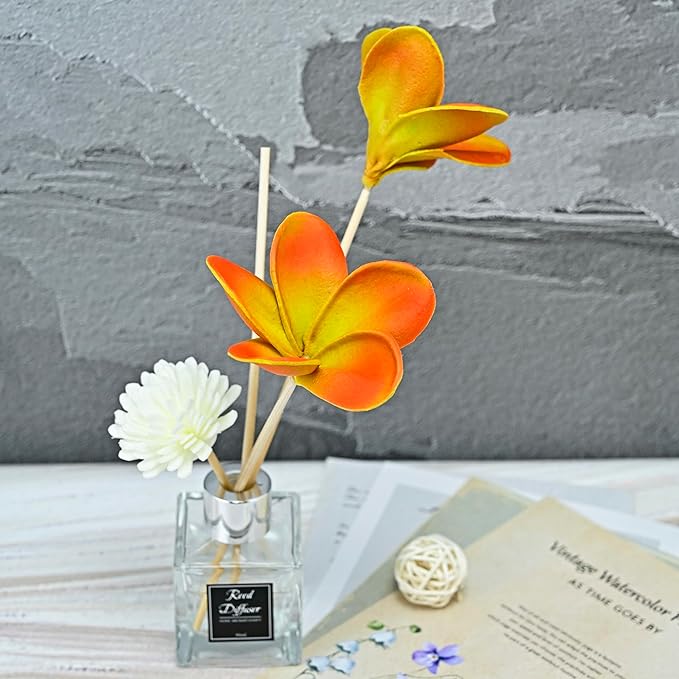 Birthday Gifts for Women Men 10pcs Unique Red Green Flowers PU Real Touch Flowers Hawaiian Plumeria Frangipani Artificial Flowers for DIY Birthday Gifts Wedding Gifts Home Decor Table Centerpiece