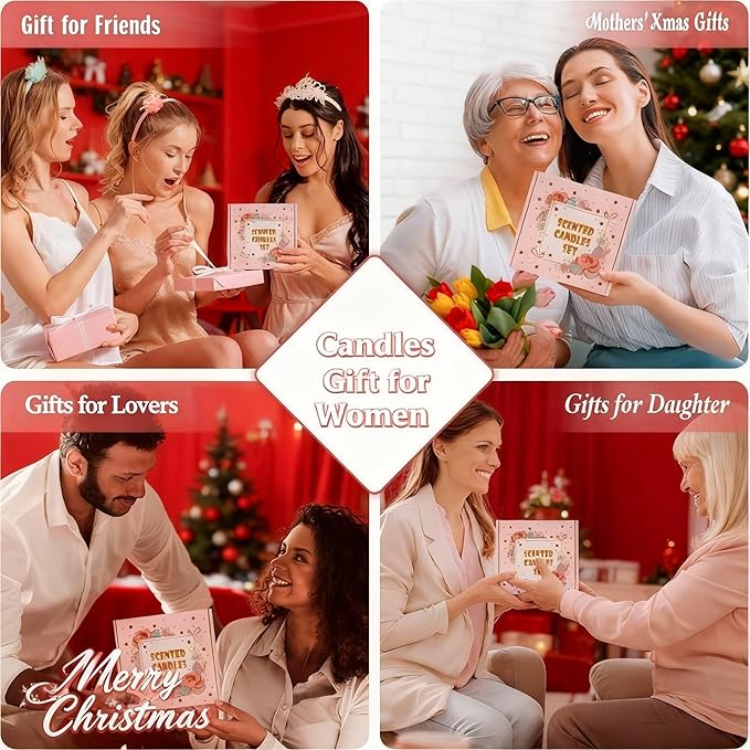 28oz Scented Candles Set, 4Pack Floral Chirstmas Halloween Candles 7oz Candle, Birthday Gifts for Women Long Lasting Soy Wax Candle Non Toxic for Home Decor Aromatherapy, Rose/Lemon/Gardenia/Lilac