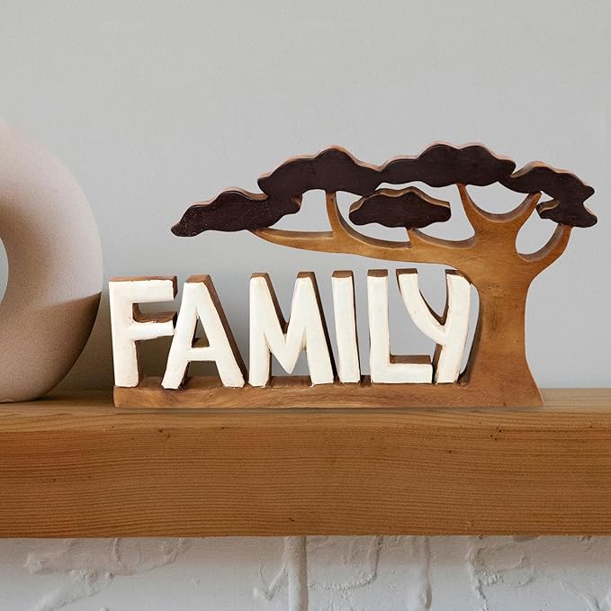 Decozen Gifts for Mom - Wooden Family Sculpture - Mother's Day Birthday Gifts, Home, Office, Living Room, Shelf, Fireplace, Farmhouse, Tabletop, Boho and Mantle Decor - Mothers Day Decorations