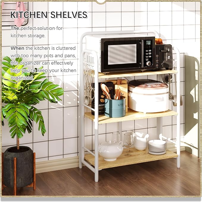 4NM No Assembly Folding Bookshelf, 3 Tiers Collapsible Book Shelves Open Industrial Foldable Storage Bookcase Shelf for Bedroom, Living Room, Home Office - Natural and White