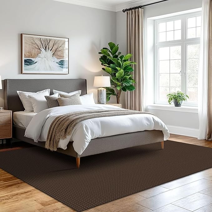 IOHOUZE Washable Area Rug 5x7 Non Slip Rubber Backed Rugs for Living Room, Dining Room Rugs Bedroom Rug, Woven Indoor Floor Carpet for Living Room Nursery, Brown