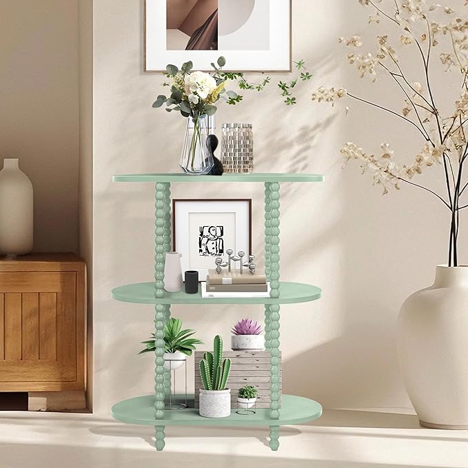 Console Table, Narrow Sofa Table with Storage Shelves, Skinny Side Table for Living Room, Bedroom, Entryway, Foyer, Hallway, Green