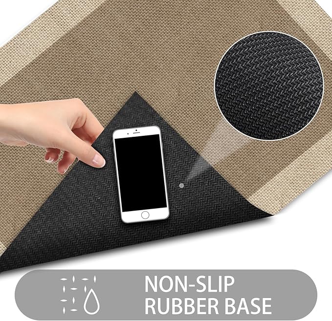 Ultra Thin Door Mat Indoor Entrance, 1/10 in Thin Door Mats for Inside Entry, Non-Slip Rubber Backing Washable Doormat, Fade Resistant, Absorbent, Low Profile Dirt Trapper, 30"X17",Brown