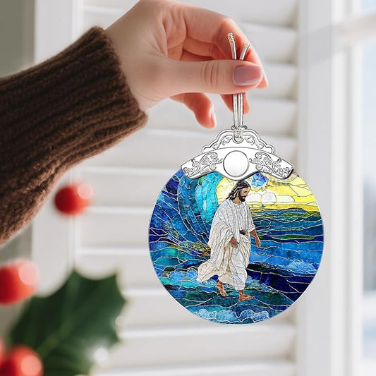 Jesus Christ Christmas Decorations - God Jesus Home Decor | Stained Glass Ornament | Christmas Ornaments for Tree | Christian Holiday Ornament – Christian Gifts, Religion Gifts, Gift Ideas, Xmas Gift