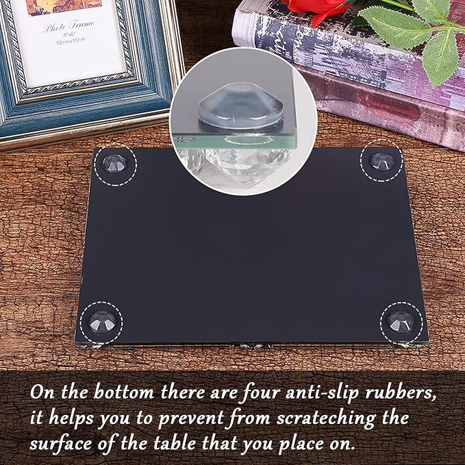 Mirror Crystal Perfume Tray,Crushed Diamond Filled Crystal Glass Vanity Tray,Jewelry Trinket Holder,Decorative Tray for Home,Party,Hotel Banquet