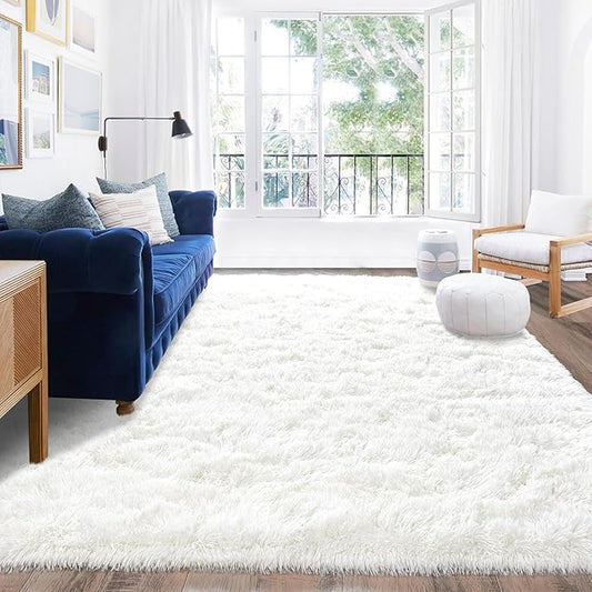 Rugs for Living Room 6x9, Soft Shaggy Modern Shag Area Rug for Bedroom, Upgrade Non-Slip Plush Fluffy Carpet for Kids Boys Girls Room Home Decor Aesthetic, Cream White