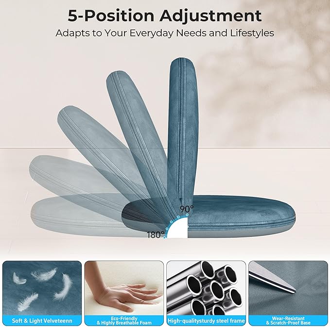 Floor Chair, 5-Position Foldable Floor Chair for Kids with Adjustable Back, Soft Sponge & Velvetean Cover, for Adults and Kids, Indoor Outdoor Use, Meditation, Gaming, Camping(Blue)