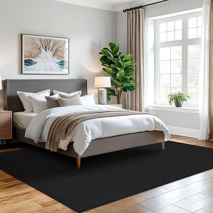 IOHOUZE Washable Area Rug 5x7 Non Slip Rubber Backed Rugs for Living Room, Dining Room Rugs Bedroom Rug, Woven Indoor Floor Carpet for Living Room Nursery, Black/Grey