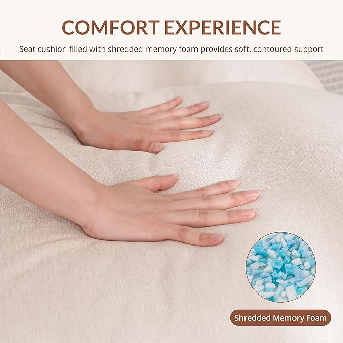 Sling Accent Chair Set of 2 with Metal Frame, Modern Armchair with Memory Foam Cushion, Comfy Lounge Chair for Living Room Bedroom Balcony, Beige