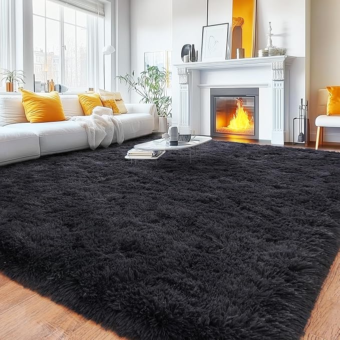Rugs for Living Room 8x10, Soft Shaggy Modern Shag Area Rug for Bedroom, Upgrade Non-Slip Plush Fluffy Carpet for Kids Boys Girls Room Home Decor Aesthetic, Charcoal Gray