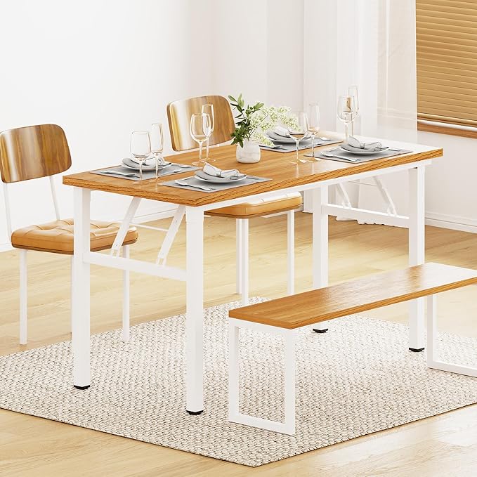 DlandHome 39 inches Folding Table Computer Desk Portable ActivityTable Conference Table Home Office Desk, Fully Assembled Teak and White DND-ND5-100TW