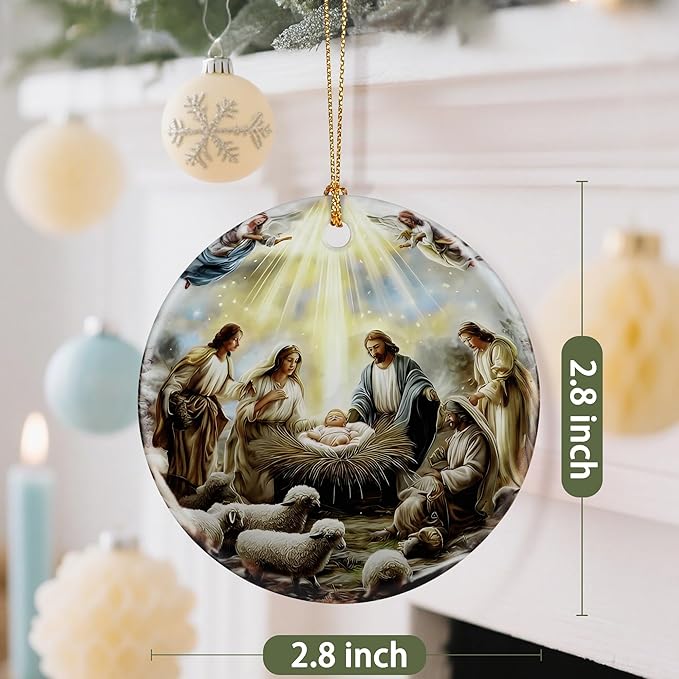 Nativity Scene Christmas Ornament, Jesus’ Birth Christmas Ornament, Holy Family Decoration, Religious Holiday Decor | Gifts for Christian, Gifts for Religious Women - Style C