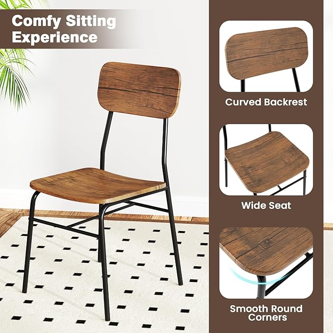 GOFLAME 5-Piece Dining Table Set for 4, Wood Rectangular Kitchen Table & Chairs Set with Metal Frame, Storage Rack, Space-Saving Industrial Dinette Set for Dining Room, Living Room, Breakfast Nook