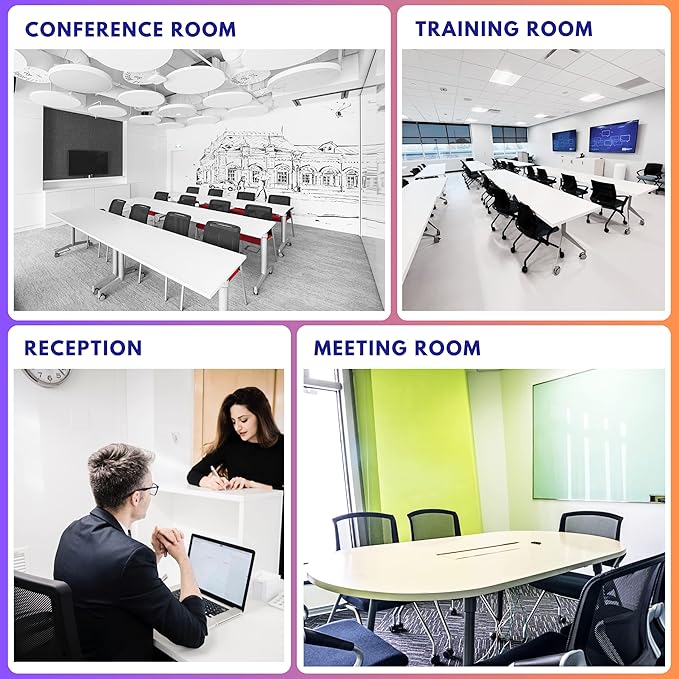 4 Pack Stackable & Foldable Conference Room Chairs with Lumbar Support, Armrest - Ergonomic Mesh Bouncing Back for Office Meeting, Conference, Reception and Training Room Chair