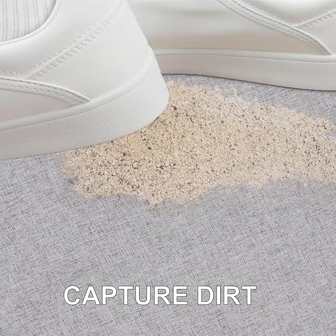 Indoor Door Mat Entrance, 1/10 in Ultra Thin Door Mat for Inside Entry, Super Non-Slip, Washable Doormat, Fade Resistant, Low Profile Dirt Trapper Outdoor for Bathroom and Kitchen, 47''X24'', Grey