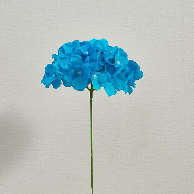 10Pcs Pacific Blue Artificial Hydrangea Flowers Fake Hydrangea Silk Flowers for Wedding Centerpieces Bouquets DIY Floral Decor Home Decoration with Stems(VASE NOT Included)