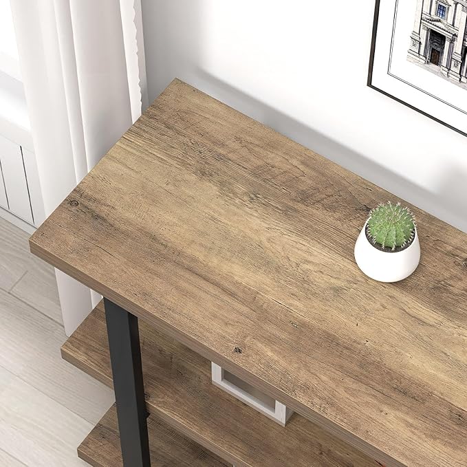 FOLUBAN Console Tables for Entryway, Modern Sofa Table with Storage Shelves for Living Room, Hallway, Entrance, or Behind Couch, Rustic Oak, 47 Inch